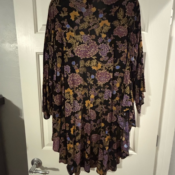 Torrid Black Kimono with Purple and Gold Floral Design - Picture 8 of 15